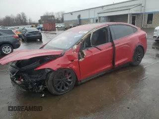 2019 Tesla Model X 75D with VIN 5YJXCAE20KF203965, listed as a Copart auction lot 46296875 with 80,077 mi miles and Salvage Title. Bid and sale history available at carsss.com. Image 1.