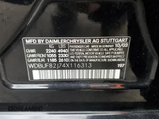 2004 Mercedes-Benz E-Class 3.2L with VIN WDBUF82J74X116313, listed as a Copart auction lot 43455195 with 0 mi miles and Salvage Title. Bid and sale history available at carsss.com. Image 13.