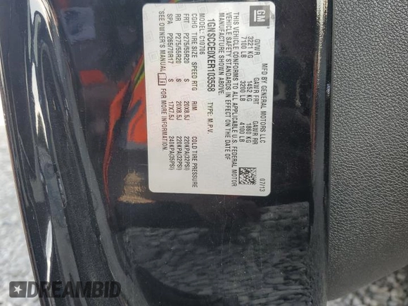 2014 Chevrolet Tahoe LTZ z VIN 1GNSCCE0XER103558, wystawiony jako Copart lot #67590424 z przebiegiem Nie podano mil oraz Szkoda całkowita • Salvage title. Historia ofert i sprzedaży dostępna na DreamBid. Obrazek 15.
