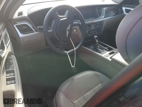 2015 Hyundai Genesis 3.8L with VIN KMHGN4JE6FU098529, listed as a Copart auction lot 76175104 with 0 mi miles and Salvage Title. Bid and sale history available at carsss.com. Image 8.