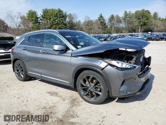 2019 Infiniti QX50 Essential with VIN 3PCAJ5M39KF102680, listed as a Copart auction lot 53104035 with 55,144 mi miles and Salvage Title. Bid and sale history available at DreamBid. Image 4.