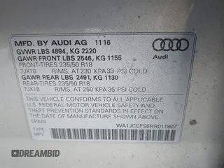 2017 Audi Q3 Premium Plus z VIN WA1JCCFS5HR011907, wystawiony jako IAAI lot #41675496 z przebiegiem 102 591 mil mil oraz . Historia ofert i sprzedaży dostępna na DreamBid. Obrazek 9.