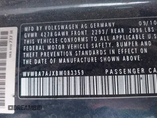 2011 Volkswagen Golf z VIN WVWBA7AJXBW083359, wystawiony jako IAAI lot #41154408 z przebiegiem 190 218 mil mil oraz . Historia ofert i sprzedaży dostępna na DreamBid. Obrazek 9.