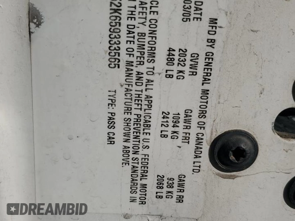 2005 Chevrolet Impala LS z VIN 2G1WH52K659333565, wystawiony jako Copart lot #51638415 z przebiegiem 270 007 mil mil oraz Szkoda całkowita • Salvage title. Historia ofert i sprzedaży dostępna na DreamBid. Obrazek 14.
