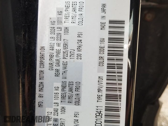 2013 Mazda CX-5 Touring with VIN JM3KE4CE8D0109411, listed as a Copart auction lot 53028085 with 224,230 mi miles and Non Repairable. Bid and sale history available at DreamBid. Image 13.
