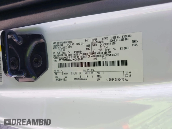 2018 Ford F-150 XL с VIN 1FTEX1CB3JKC85027, выставлен на аукционе IAAI как лот 42248025 с пробегом 260 593 миль миль и . История ставок и продаж доступна на DreamBid. Изображение 9.