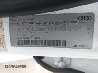 2014 Audi A6 Prestige with VIN WAUHGAFC6EN154497, listed as a IAAI auction lot 42189308 with 97,472 mi miles and . Bid and sale history available at DreamBid. Image 9.