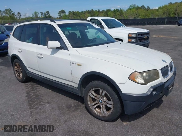 2004 BMW X3 3.0i with VIN WBXPA93444WC30311, listed as a IAAI auction lot 41917642 with 168,758 mi miles. Bid and sale history available at carsss.com. Image 1.