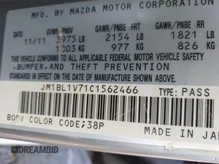 2012 Mazda 3 i Touring with VIN JM1BL1V71C1562466, listed as a IAAI auction lot 42053720 with 152,905 mi miles and . Bid and sale history available at DreamBid. Image 9.