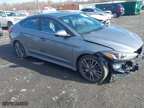 2018 Hyundai Elantra Sport with VIN KMHD04LB8JU561462, listed as a IAAI auction lot 40848718 with 107,618 mi miles. Bid and sale history available at carsss.com. Image 1.