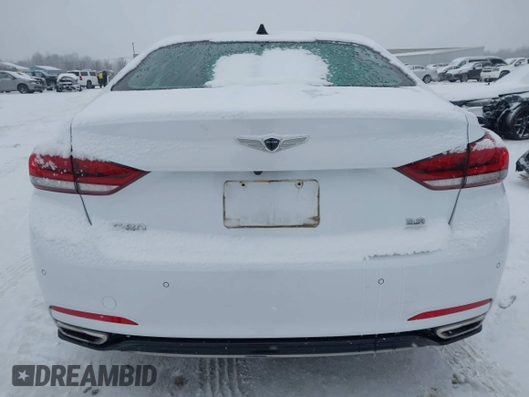 2018 Genesis G80 3.8L with VIN KMHGN4JE7JU253100, listed as a IAAI auction lot 41322591 with 76,266 mi miles. Bid and sale history available at carsss.com. Image 16.