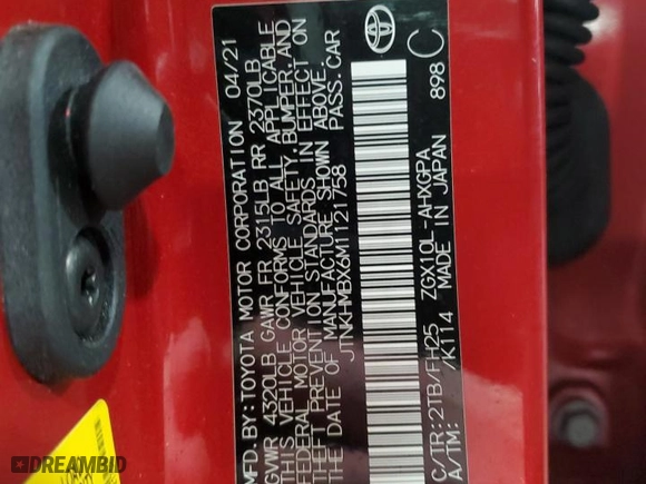 2021 Toyota C-HR LE with VIN JTNKHMBX6M1121758, listed as a Copart auction lot 44937755 with 36,811 mi miles and Salvage Title. Bid and sale history available at carsss.com. Image 15.