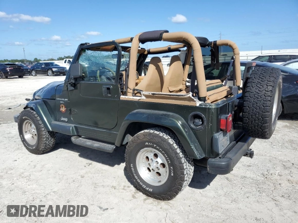 1997 Jeep Wrangler Sahara with VIN 1J4FY49S3VP528462, listed as a Copart auction lot 75415624 with 282,631 mi miles and Non Repairable. Bid and sale history available at carsss.com. Image 2.