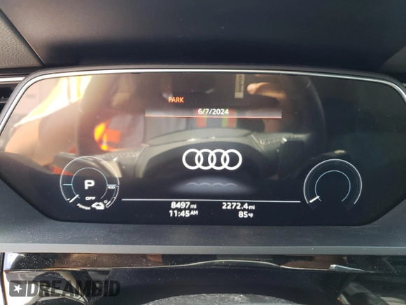 2023 Audi e-tron Premium with VIN WA1AAAGE8PB011507, listed as a Copart auction lot 57756184 with 8,497 mi miles and Clean Title. Bid and sale history available at DreamBid. Image 9.