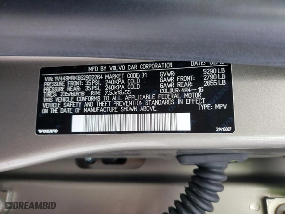 2016 Volvo XC60 T6 Drive-E with VIN YV449MRK8G2902264, listed as a Copart auction lot 42150205 with 30,141 mi miles and Salvage Title. Bid and sale history available at carsss.com. Image 13.
