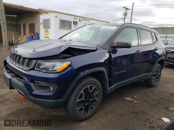 2019 Jeep Compass Trailhawk with VIN 3C4NJDDB2KT597762, listed as a Copart auction lot 53134575 with 85,119 mi miles and Salvage Title. Bid and sale history available at carsss.com. Image 1.