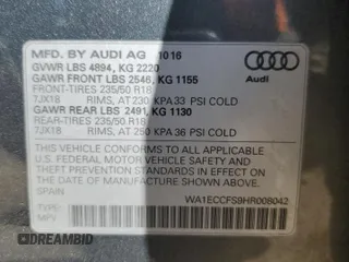2017 Audi Q3 Premium with VIN WA1ECCFS9HR008042, listed as a Copart auction lot 53344325 with 45,159 mi miles and Clean title. Bid and sale history available at DreamBid. Image 13.