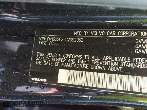2012 Volvo S60 T5 с VIN YV1622FS2C2092353, выставлен на аукционе IAAI как лот 41872196 с пробегом Не указан миль и . История ставок и продаж доступна на DreamBid. Изображение 9.