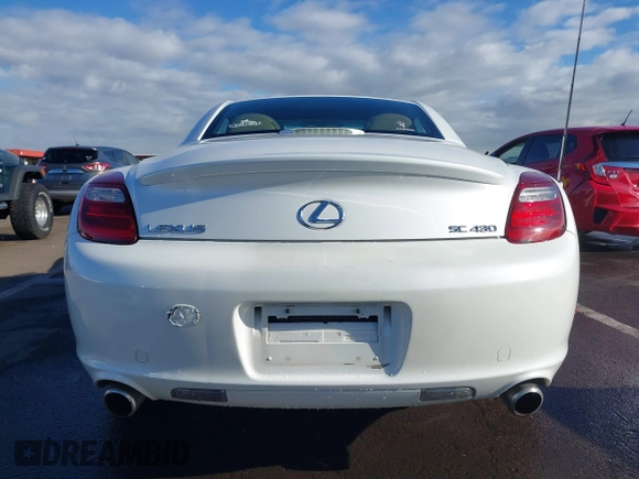 2008 Lexus SC 430 with VIN JTHFN45Y489016838, listed as a IAAI auction lot 41727443 with 136,414 mi miles and . Bid and sale history available at carsss.com. Image 16.