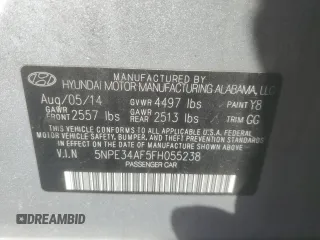 2015 Hyundai Sonata Sport with VIN 5NPE34AF5FH055238, listed as a Copart auction lot 49506805 with 82,312 mi miles and Salvage title. Bid and sale history available at DreamBid. Image 13.