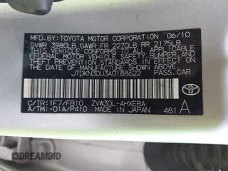2010 Toyota Prius II with VIN JTDKN3DU3A0188622, listed as a IAAI auction lot 41772473 with 103,388 mi miles. Bid and sale history available at carsss.com. Image 9.