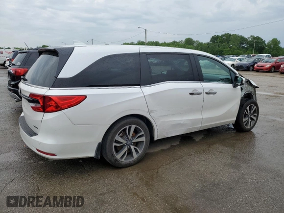 2023 Honda Odyssey Touring with VIN 5FNRL6H86PB049842, listed as a Copart auction lot 55992424 with 27,423 mi miles and Non Repairable. Bid and sale history available at DreamBid. Image 3.