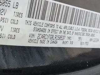 2020 Chrysler Pacifica Touring with VIN 2C4RC1FG8LR150537, listed as a IAAI auction lot 41704931 with 141,124 mi miles. Bid and sale history available at carsss.com. Image 9.