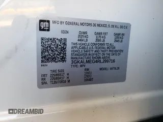 2024 GMC Terrain SLE with VIN 3GKALMEG4RL299716, listed as a Copart auction lot 64078635 with 27,675 mi miles and Clean title. Bid and sale history available at DreamBid. Image 13.