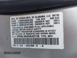 2006 Honda Odyssey EX z VIN 5FNRL38406B403736, wystawiony jako IAAI lot #42288117 z przebiegiem 159 686 mil mil oraz . Historia ofert i sprzedaży dostępna na DreamBid. Obrazek 9.