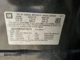 2018 Chevrolet Equinox LT with VIN 2GNAXSEV5J6185274, listed as a Copart auction lot 49401375 with 65,669 mi miles and Salvage Title. Bid and sale history available at carsss.com. Image 15.