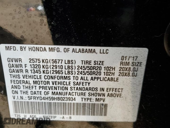 2017 Acura MDX w/Technology Pkg with VIN 5FRYD4H59HB023934, listed as a Copart auction lot 48361165 with 65,083 mi miles and Salvage Title. Bid and sale history available at carsss.com. Image 13.