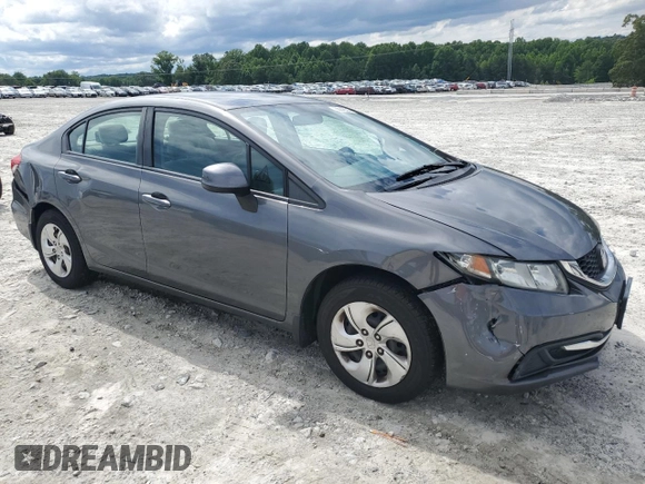 2013 Honda Civic LX with VIN 2HGFB2F58DH509100, listed as a Copart auction lot 60142585 with 154,973 mi miles and Salvage title. Bid and sale history available at DreamBid. Image 4.