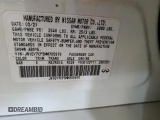 2021 Infiniti Q50 Signature Edition with VIN JN1EV7CP5MM705970, listed as a Copart auction lot 87705365 with Not provided miles and Salvage title. Bid and sale history available at DreamBid. Image 14.