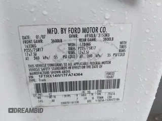 2007 Ford F-150 STX with VIN 1FTRX14W17FA74364, listed as a IAAI auction lot 42427039 with 57,246 mi miles and . Bid and sale history available at DreamBid. Image 9.