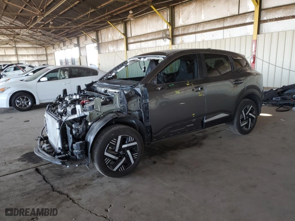 2025 Nissan Kicks SV with VIN 3N8AP6CA9SL314585, listed as a Copart auction lot 43473455 with 3,480 mi miles and Salvage Title. Bid and sale history available at carsss.com. Image 1.