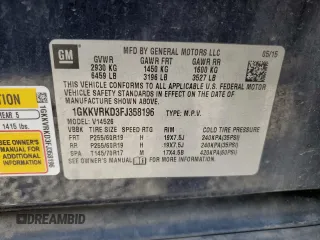 2015 GMC Acadia SLT with VIN 1GKKVRKD3FJ358196, listed as a Copart auction lot 52337295 with 108,328 mi miles and Salvage Title. Bid and sale history available at carsss.com. Image 15.