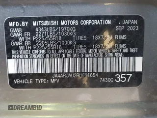 2024 Mitsubishi Outlander Sport S with VIN JA4ARUAU2RU001654, listed as a IAAI auction lot 41861240 with 37,048 mi miles. Bid and sale history available at carsss.com. Image 9.