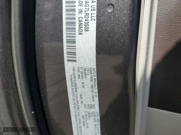 2020 Chrysler Voyager L with VIN 2C4RC1AG7LR243508, listed as a Copart auction lot 76016094 with 134,729 mi miles and Salvage Title. Bid and sale history available at carsss.com. Image 13.