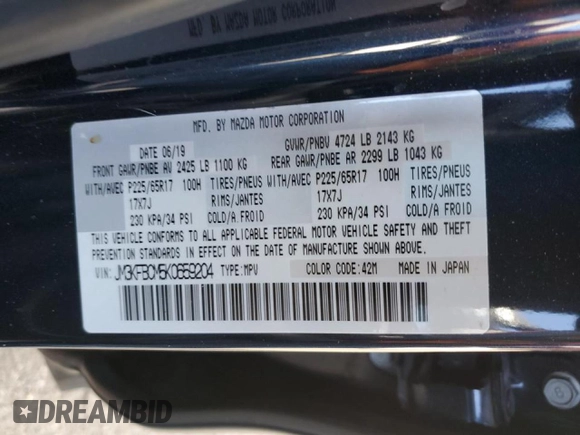 2019 Mazda CX-5 Touring with VIN JM3KFBCM5K0659204, listed as a Copart auction lot 47072965 with 53,864 mi miles and Salvage Title. Bid and sale history available at carsss.com. Image 15.