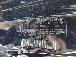 2021 Hyundai Venue SEL z VIN KMHRC8A32MU117899, wystawiony jako IAAI lot #42371955 z przebiegiem 33 323 mil mil oraz . Historia ofert i sprzedaży dostępna na DreamBid. Obrazek 9.