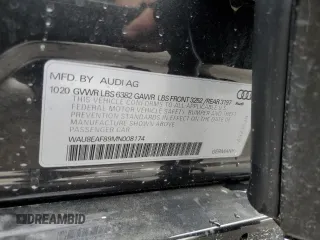 2021 Audi A8 with VIN WAU8EAF89MN008174, listed as a Copart auction lot 53485044 with 10,135 mi miles and Salvage Title. Bid and sale history available at carsss.com. Image 12.