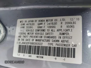 2011 Acura TSX z VIN JH4CU2F69BC003522, wystawiony jako IAAI lot #42265766 z przebiegiem 138 912 mil mil oraz . Historia ofert i sprzedaży dostępna na DreamBid. Obrazek 9.