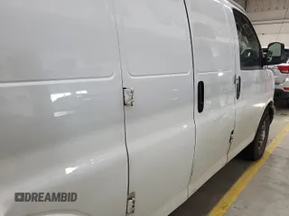 2020 Chevrolet Express Cargo Van with VIN 1GCWGAFG0L1157588, listed as a IAAI auction lot 42122898 with 156,235 mi miles. Bid and sale history available at carsss.com. Image 1.