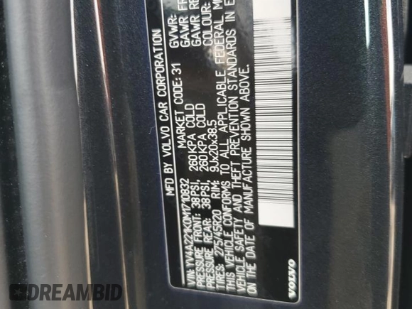 2021 Volvo XC90 Momentum with VIN YV4A221K0M1710832, listed as a Copart auction lot 82125624 with 47,023 mi miles and Salvage Title. Bid and sale history available at carsss.com. Image 13.