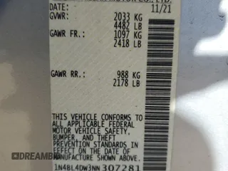 2022 Nissan Altima SV with VIN 1N4BL4DW3NN307281, listed as a Copart auction lot 49174685 with 56,003 mi miles and Salvage Title. Bid and sale history available at DreamBid. Image 12.