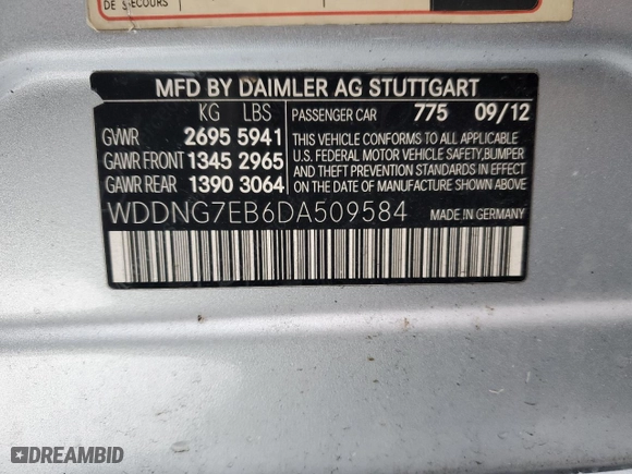 2013 Mercedes-Benz S-Class S 63 AMG with VIN WDDNG7EB6DA509584, listed as a Copart auction lot 45297795 with 92,688 mi miles and Salvage Title. Bid and sale history available at carsss.com. Image 13.