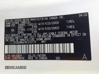 2022 Lexus RX 350 with VIN 2T2HZMAA7NC245779, listed as a IAAI auction lot 41784965 with 34,369 mi miles and . Bid and sale history available at DreamBid. Image 9.