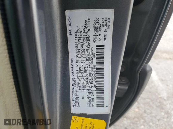 2002 Lexus RX 300 with VIN JTJHF10U020261381, listed as a Copart auction lot 86194964 with 152,403 mi miles and Salvage Title. Bid and sale history available at DreamBid. Image 13.