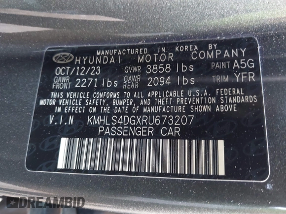 2024 Hyundai Elantra SEL с VIN KMHLS4DGXRU673207, выставлен на аукционе IAAI как лот 42087829 с пробегом 4 395 миль миль и . История ставок и продаж доступна на DreamBid. Изображение 9.