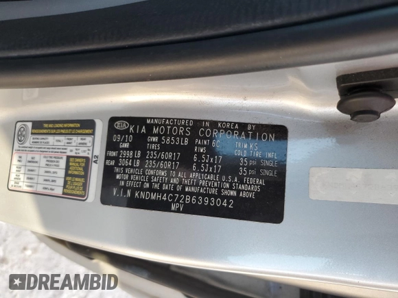 2011 Kia Sedona EX with VIN KNDMH4C72B6393042, listed as a Copart auction lot 78576884 with 240,348 mi miles and Salvage Title. Bid and sale history available at carsss.com. Image 14.